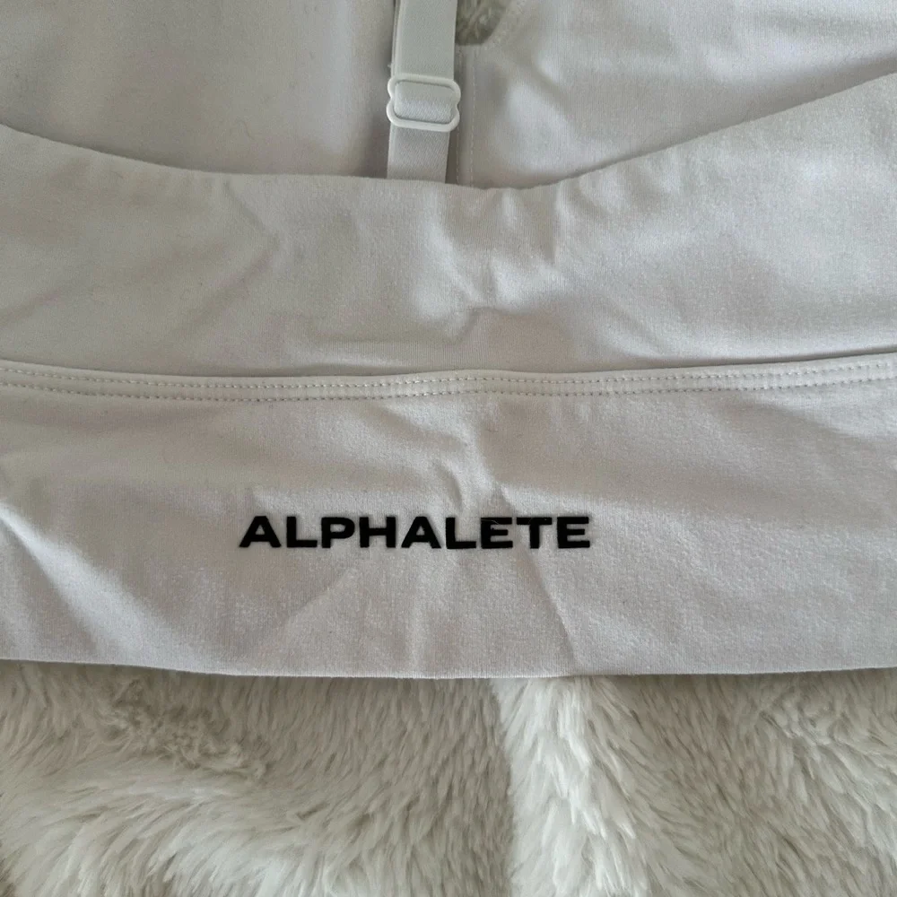 Alphalete Logo Sports Bra- White - Picture 4 of 5